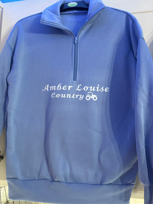 Classic’s Amber Louise Country Cornflower Blue 1/4 Zip Sweater