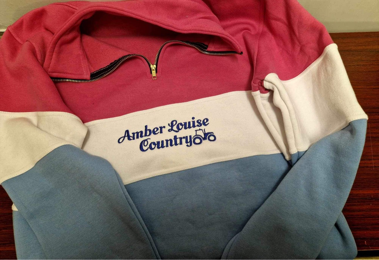 1/4 Zip Pink/White/Blue